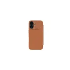 Nillkin Qin Pro Apple iPhone 17 bőr flip tok, barna tok és táska