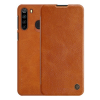 Nillkin QIN tok álló, bőr hatású (FLIP, oldalra nyíló, bankkártya tartó) BARNA [Samsung Galaxy A21 (SM-A210F)] (5996457986484)