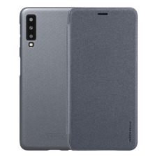 Nillkin SPARKLE műanyag telefonvédő (mikroszálas bőr hatású FLIP, oldalra nyíló) FEKETE Samsung Galaxy A7 (2018) SM-A750F tok és táska