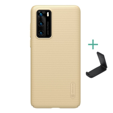 Nillkin SUPER FROSTED műanyag telefonvédő (gumírozott, érdes felület + asztali tartó) ARANY Huawei P40 tok és táska