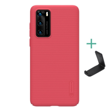 Nillkin SUPER FROSTED műanyag telefonvédő (gumírozott, érdes felület + asztali tartó) PIROS Huawei P40 tok és táska