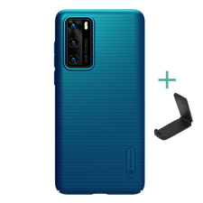 Nillkin SUPER FROSTED műanyag telefonvédő (gumírozott, érdes felület + asztali tartó) SÖTÉTKÉK Huawei P40 tok és táska