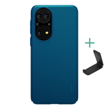 Nillkin SUPER FROSTED műanyag telefonvédő (gumírozott, érdes felület + asztali tartó) SÖTÉTKÉK Huawei P50 tok és táska