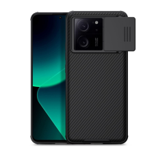 Nillkin Xiaomi 13T 5G Telefontok - Nillkin csúsztatható kameravédős fekete hátlap tok, beépített mágnessel tok és táska