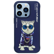 Nimmy Glasses Cool Cat tok iPhone 15 Pro - kék tok és táska