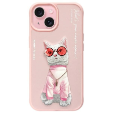 Nimmy Glasses Cool Cat tok iPhone 15 - rózsaszín tok és táska