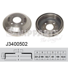 NIPPARTS fékdob Nipparts J3400502 autóalkatrész