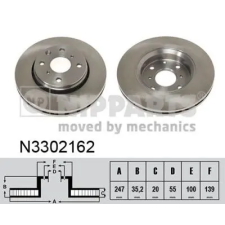 NIPPARTS féktárcsa N3302162 autóalkatrész