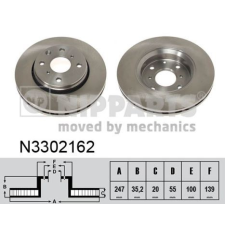 NIPPARTS féktárcsa Nipparts N3302162 féktárcsa