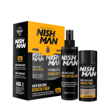 Nishman Hair Building Keratin Fiber + Locking Mist Set/Light Brown 20g+100ml hajformázó