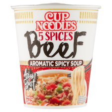 Nissin Cup Noodles instant leves 64 g marha ízesítéssel, ázsiai módra alapvető élelmiszer