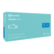  Nitrylex® green púdermentes nitril vizsgálókesztyű - M, Nitril, 100 védőkesztyű
