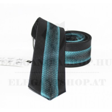  NM slim szövött nyakkendő - Fekete-türkízzöld nyakkendő