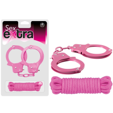 NMC SEX EXTRA - METAL CUFFS & LOVE ROPE PINK bilincs, kötöző