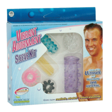 NMC Vibrant Adornment & Sleeve Kit - vízálló péniszmandzsetta (átlátszó) péniszgyűrű