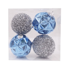 Noelle csillogó ezüst-kék karácsonyi gömbök – 4 db-os szett karácsonyfadísz