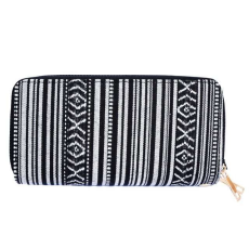  Női dupla textil pénztárca, Pufo Black Lines, cipzárral, 20 x 12 cm, fekete
