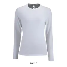  Női IMPERIAL hosszú ujjú környakas pamut póló, SOLS SO02075, White-L női póló