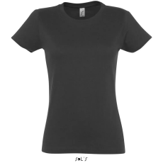  Női IMPERIAL környakú rövid ujjú pamut póló, SOLS SO11502, Dark Grey-3XL