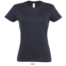  Női IMPERIAL környakú rövid ujjú pamut póló, SOLS SO11502, Navy-XL