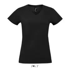  Női MPERIAL V-nyakú rövid ujjú póló, SOLS SO02941, Deep Black-M női póló