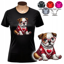NŐI NYOMTATOTT PÓLÓ - AJÁNDÉK KUTYAFAJTA BULLDOG SZÍV - L női póló