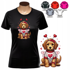 NŐI NYOMTATOTT PÓLÓ - ARANYOS CAVAPOO KUTYA SZÍV FAJTA - XS női póló