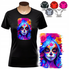 NŐI NYOMTATOTT PÓLÓ - SANTA MUERTE MEXICO DESIGN - L női póló