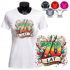  NŐI NYOMTATOTT PÓLÓ - SZÜLETÉSNAPI AJÁNDÉK ÉLET 70 UTÁN - XL női póló