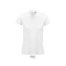  Női PLANET organikus rövid ujjú galléros póló, SOLS SO03575, White-M
