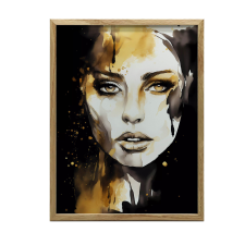 NŐI PORTRÉ FEKETE ÉS ARANY KERET NÉLKÜL 40x50 CM MATT PAPÍR grafika, keretezett kép