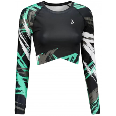  Női prémium, hosszú ujjú funkcionális crop felső ALTISPORT VOJ/ALW039TR04 FEKETE/TÜRKIZ méret: M