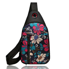  NŐI TESTTÁSKA- VIRÁG MINTÁS -FEKETE- kézitáska és bőrönd