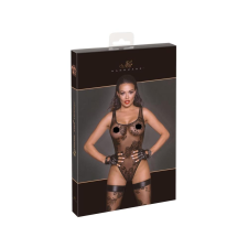Noir - áttetsző, virágos body (fekete) body