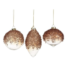 Nonbrand 3 darabos Jewel Moon fa díszek, üveg, 8 cm karácsonyfadísz