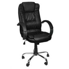 Nonbrand 8983 Ergonomikus irodai szék, króm, fekete, öko bőr forgószék