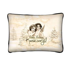 Nonbrand Díszpárna-Békés Boldog Karácsonyt angyalok 37x27cm lakástextília