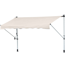 Nonbrand előtető, Forgattyú, Teleszkópos oszlopok, 400x120cm, Khaki zöld / fehér kerti bútor
