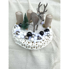 Nonbrand Karácsony szürke fehér  4 gyertyás asztali dísz karácsonyi dekoráció