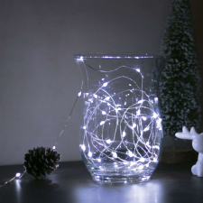 Nonbrand LED fényfüzér - 5 m - 50 LED - hidegfehér - 3 x AA karácsonyfa izzósor