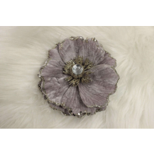 Nonbrand Lila bársony magnólia csipeszen 14cm karácsonyi dekoráció