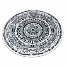Nonbrand Mandala Kerek Szőnyeg - Fehér-Fekete - 200 cm lakástextília