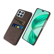 Nonbrand Műanyag telefonvédő (ütésállóság, kártyatartó, textil hatás) BARNA Honor X8b tok és táska