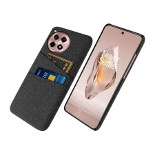 Nonbrand Műanyag telefonvédő (ütésállóság, kártyatartó, textil hatás) FEKETE OnePlus 12R 5g tok és táska