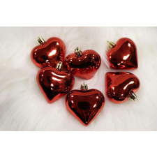 Nonbrand Piros karácsonyfadísz szívek 6db 6cm karácsonyfadísz