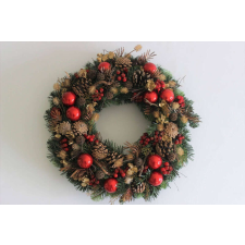 Nonbrand Piros természetes karácsonyi kopogtató 50cm karácsonyi dekoráció