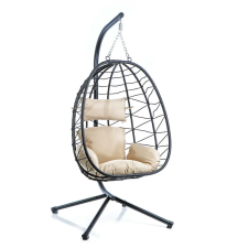 Nonbrand Rattan Függőszék bel- és kültérre kerettel és ülőpárnával 64739 kerti bútor