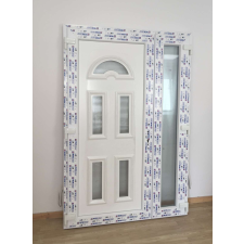 Nonbrand Temze Kétszárnyas bejárati ajtó, 138x208 cm, 5 üveges, műanyag, fehér nyílászáró