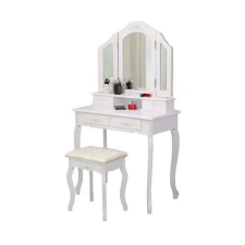 Nonbrand Tükrös fésülködő asztal székkel - 145 cm - Fehér bútor