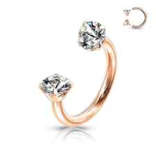 NoNo Patkópiercing belső menettel, kerek kövekkel (rosegold színű, crystal kövekkel) testékszer